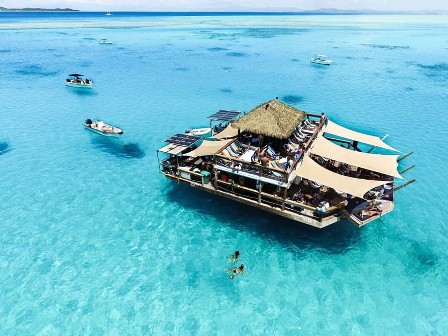 Fiji: Cloud 9 Floating Platform & Water Sports Adventure - A floating bar in the middle of the Mamanuca waters