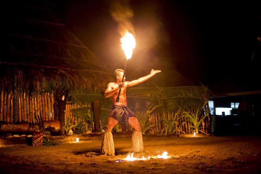 Fiji: Sunset River Cruise & Island Fire Dance Experience - Sunset, a bonfire, and string band music