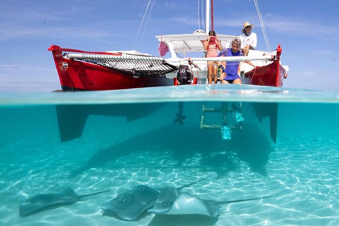 PRIVATE Sunset Tour: Moorea Snorkeling on a Catamaran named Taboo - The underwater tikis add a Moorea touch