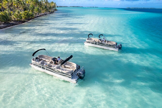 Toa Boat Bora Bora Private Lagoon tour On Majestic Pontoon Boat - Drinks, fruit, and the package details you should confirm