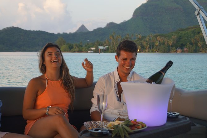 Toa Boat Bora Bora Private Sunset On Majestic Pontoon Boat - A strong setting for proposals and vow renewals